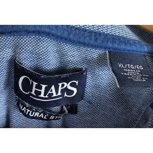 Chaps Ralph Lauren Polo Shirt XL Blue & White Stripe Textured Rugby Style S/S - Picture 6 of 6